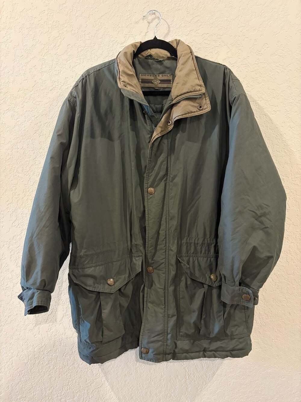 Members Only Vintage Quilted Lined Field Jacket Olive Green Utility Coat